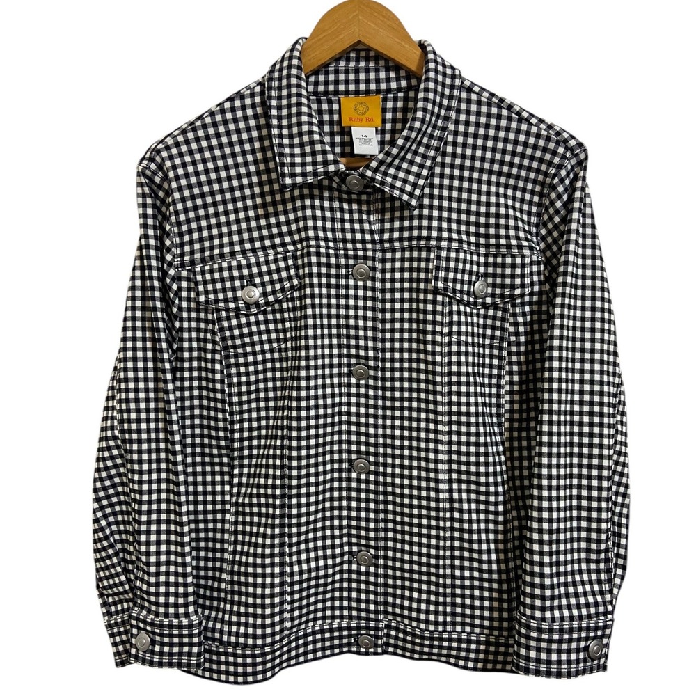 Ruby Rd Black White Gingham Checkered Button Fron… - image 2